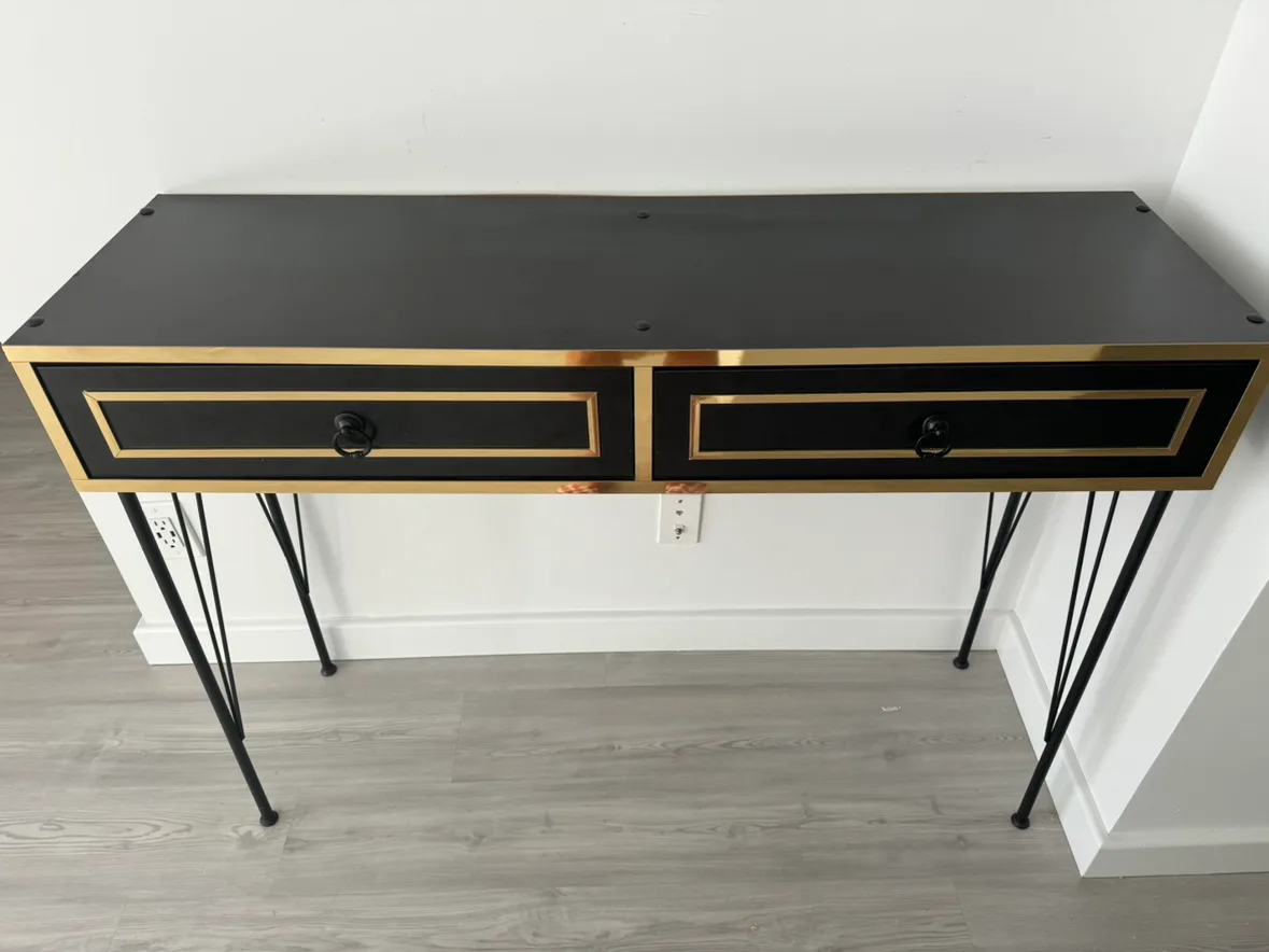 Black Console Table With Gold Accents thumbnail