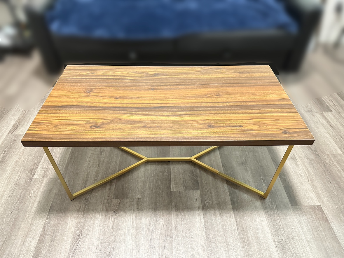 Steel based Coffee table | Cocktail table | Walnut & Gold color