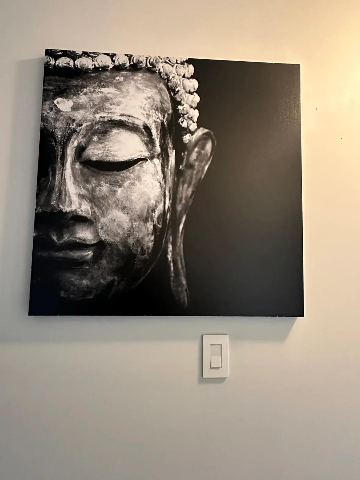 Black and White Buddha Canvas Wall Art thumbnail