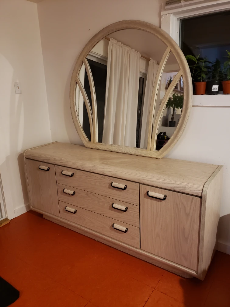 Faux Bleached oak Dresser with Mirror