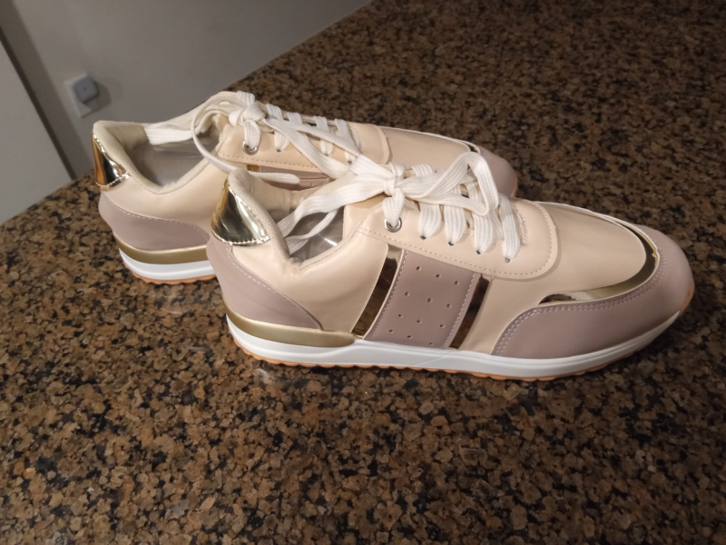 Beige and Gold Sneakers