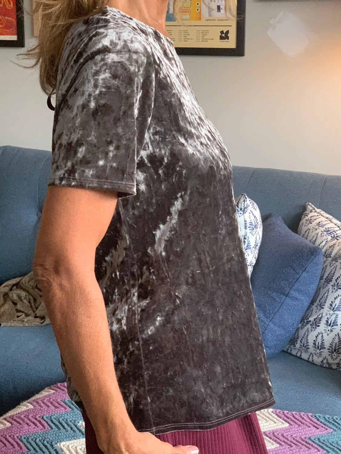 Gray/Silver Velvet Top with Tie Back image indicator(5)