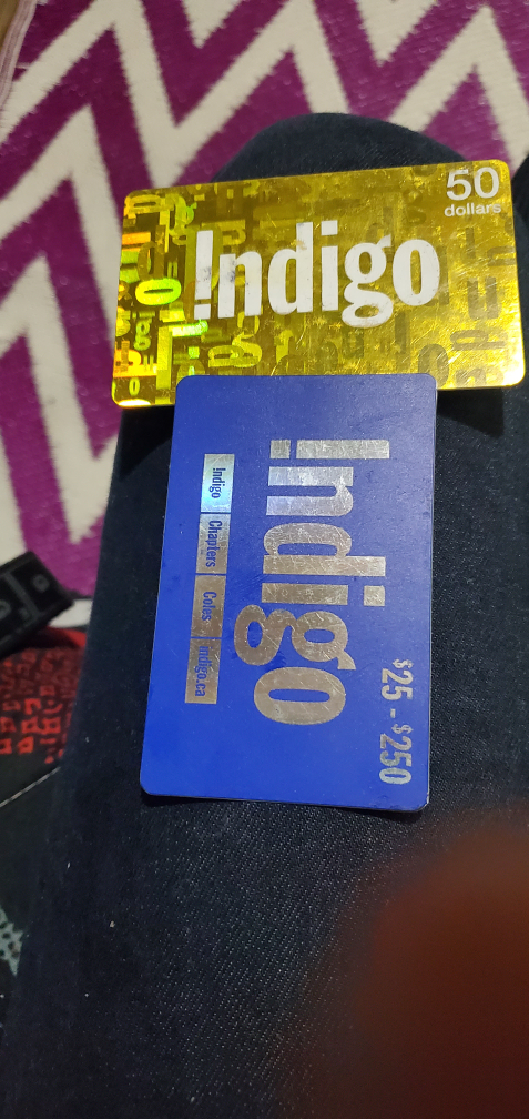 Indigo & chapters gift cards the todal is 130 asking 110