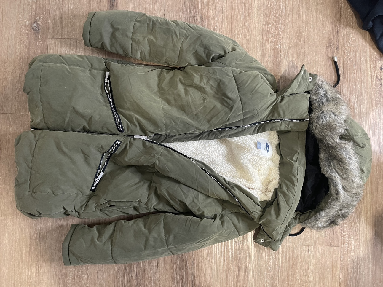 Old Navy Green Puffer Jacket with Fur Hood - photo 2