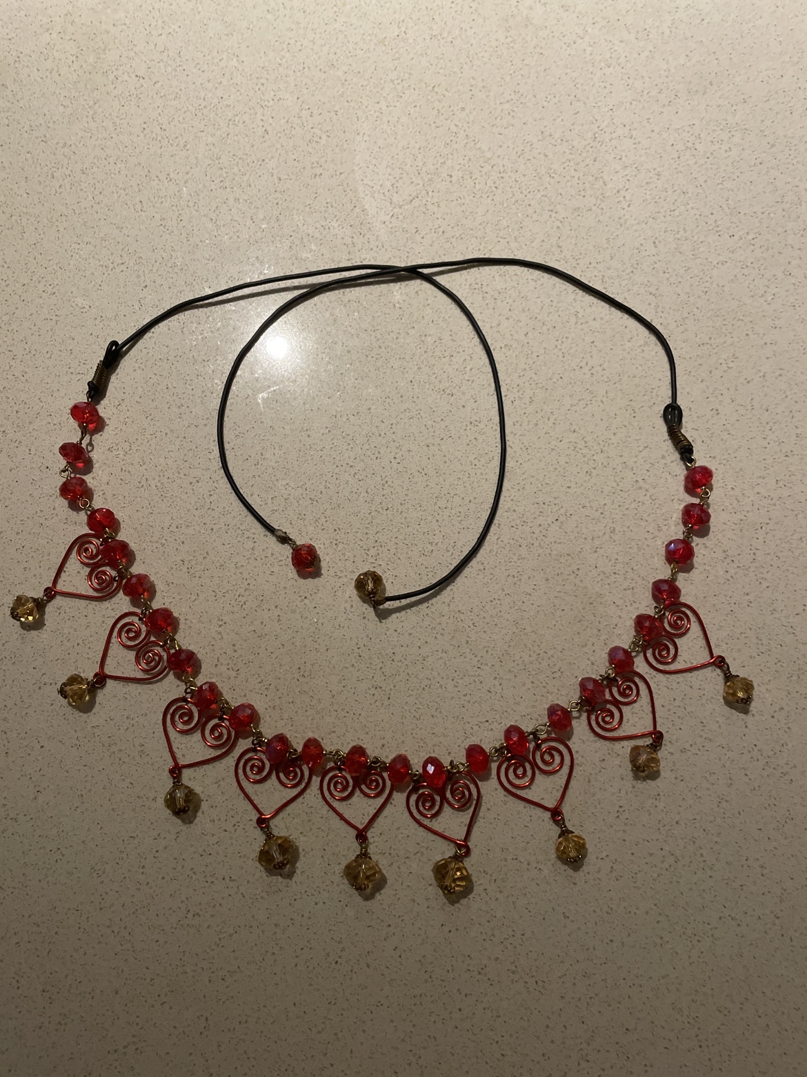 Handmade Red Heart Necklace