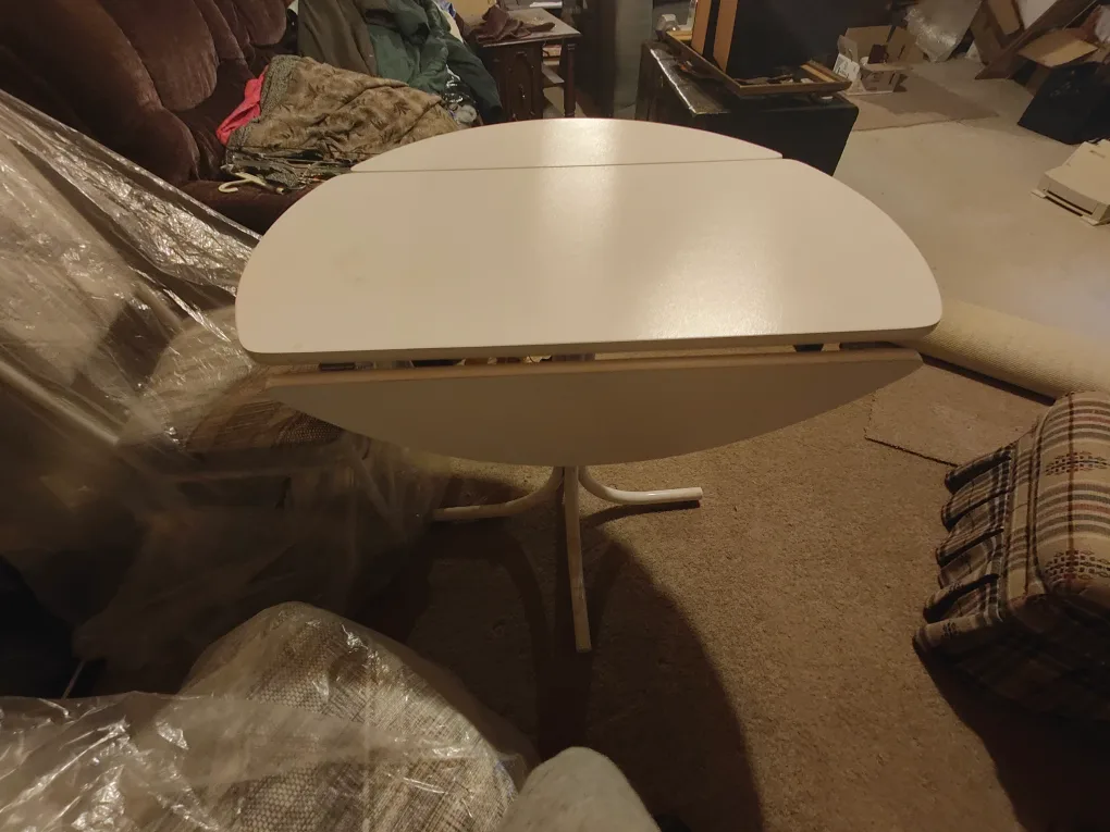 White Drop leaf Table and Two Chairs thumbnail