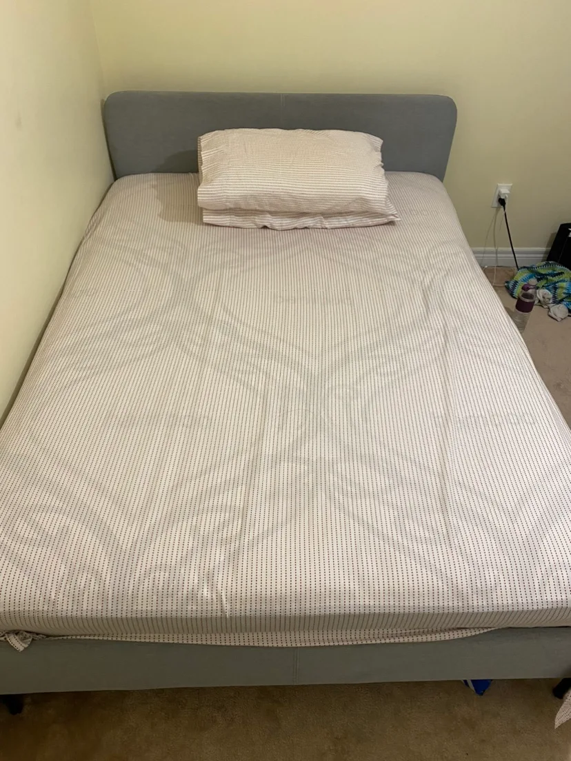 Grey Double Bed Frame and mattress thumbnail