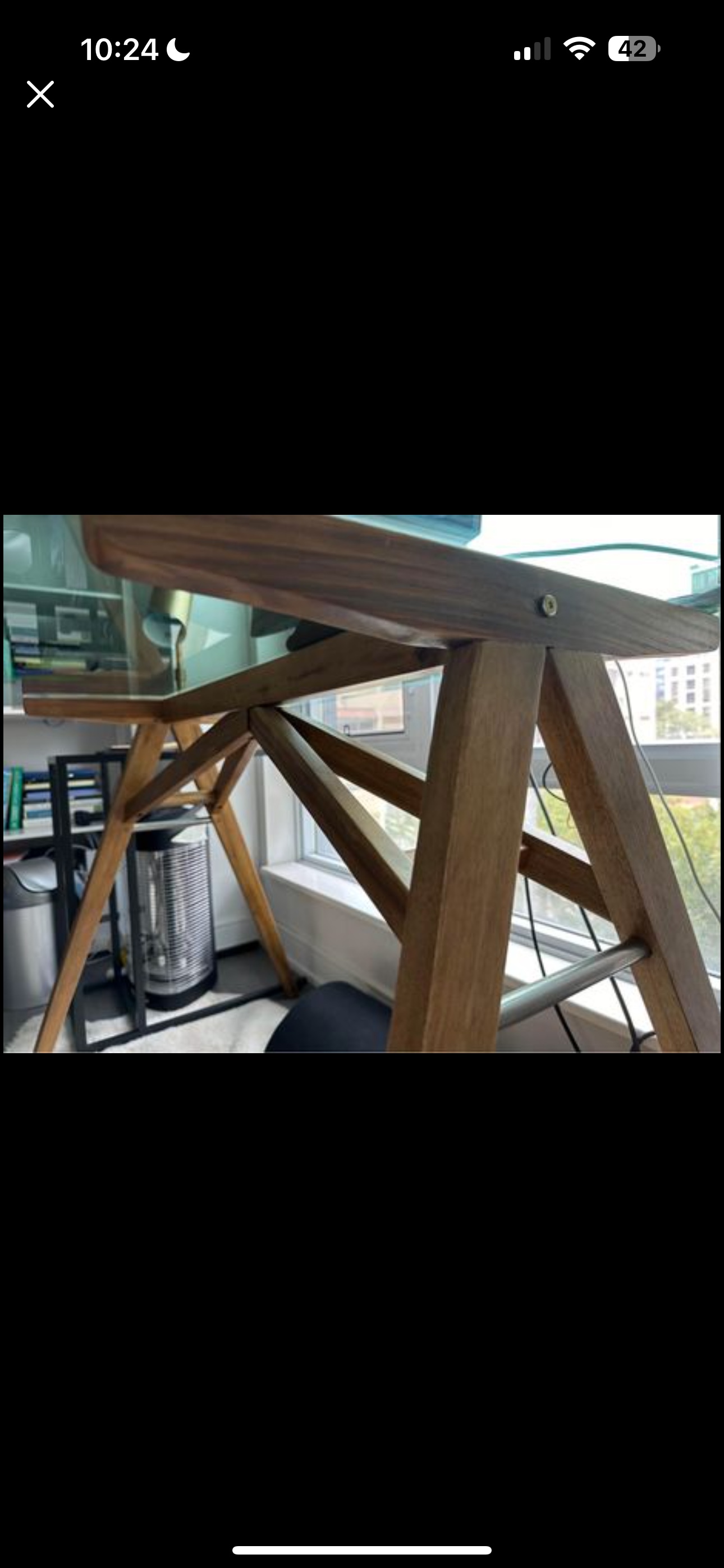 Glass Top Solid Wood Base Writing Desk - photo 5