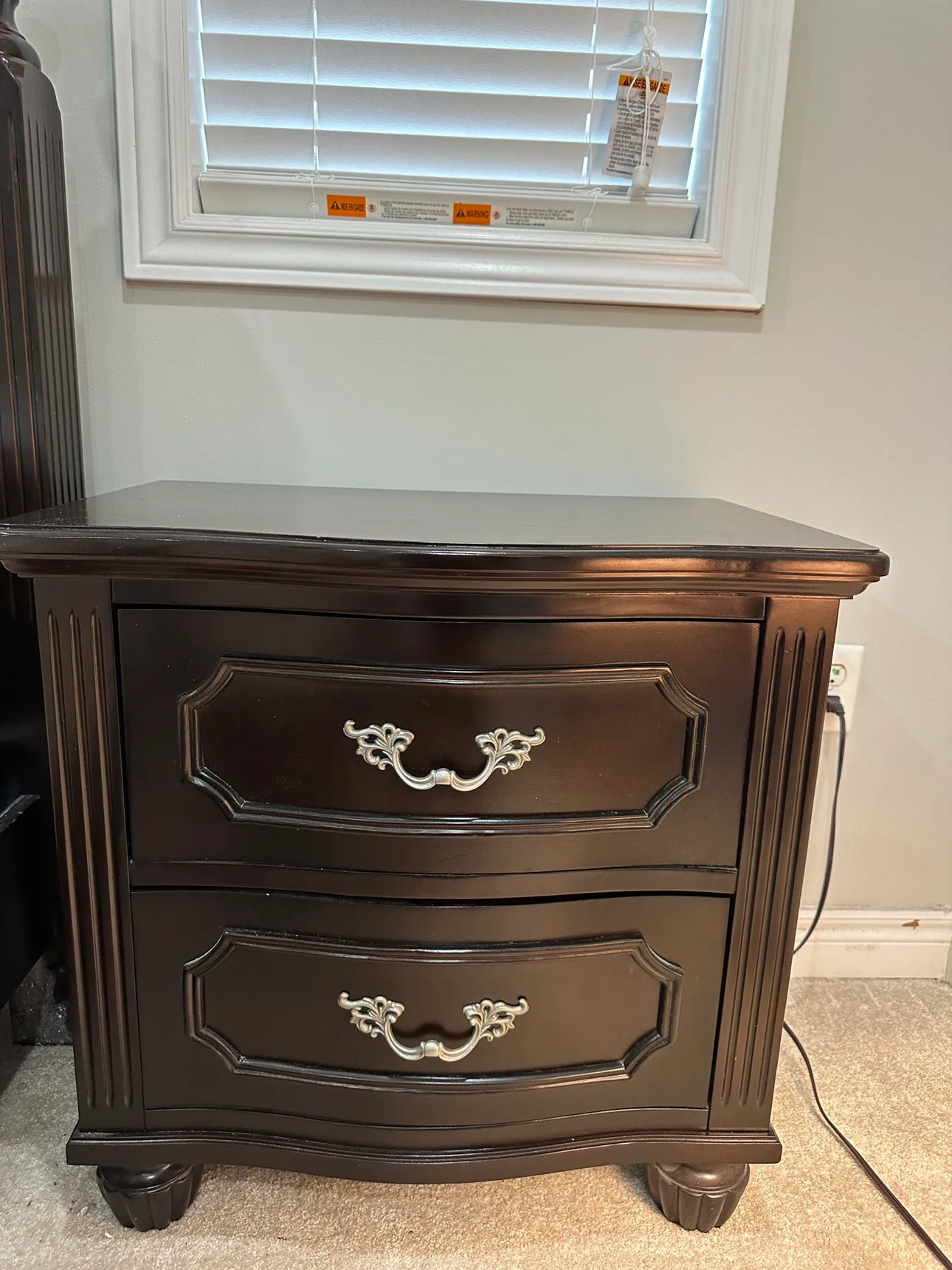 Dark Wood Nightstand- and lamps $20 image indicator(2)