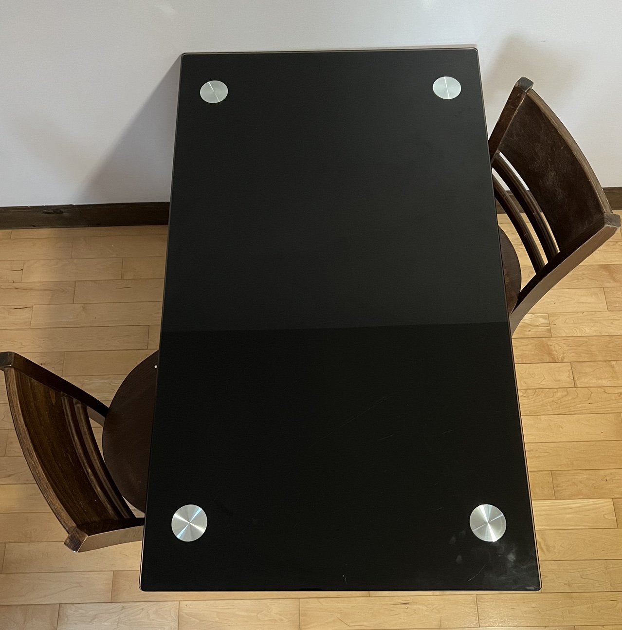 Black Glass Table with Two Chairs - photo 2