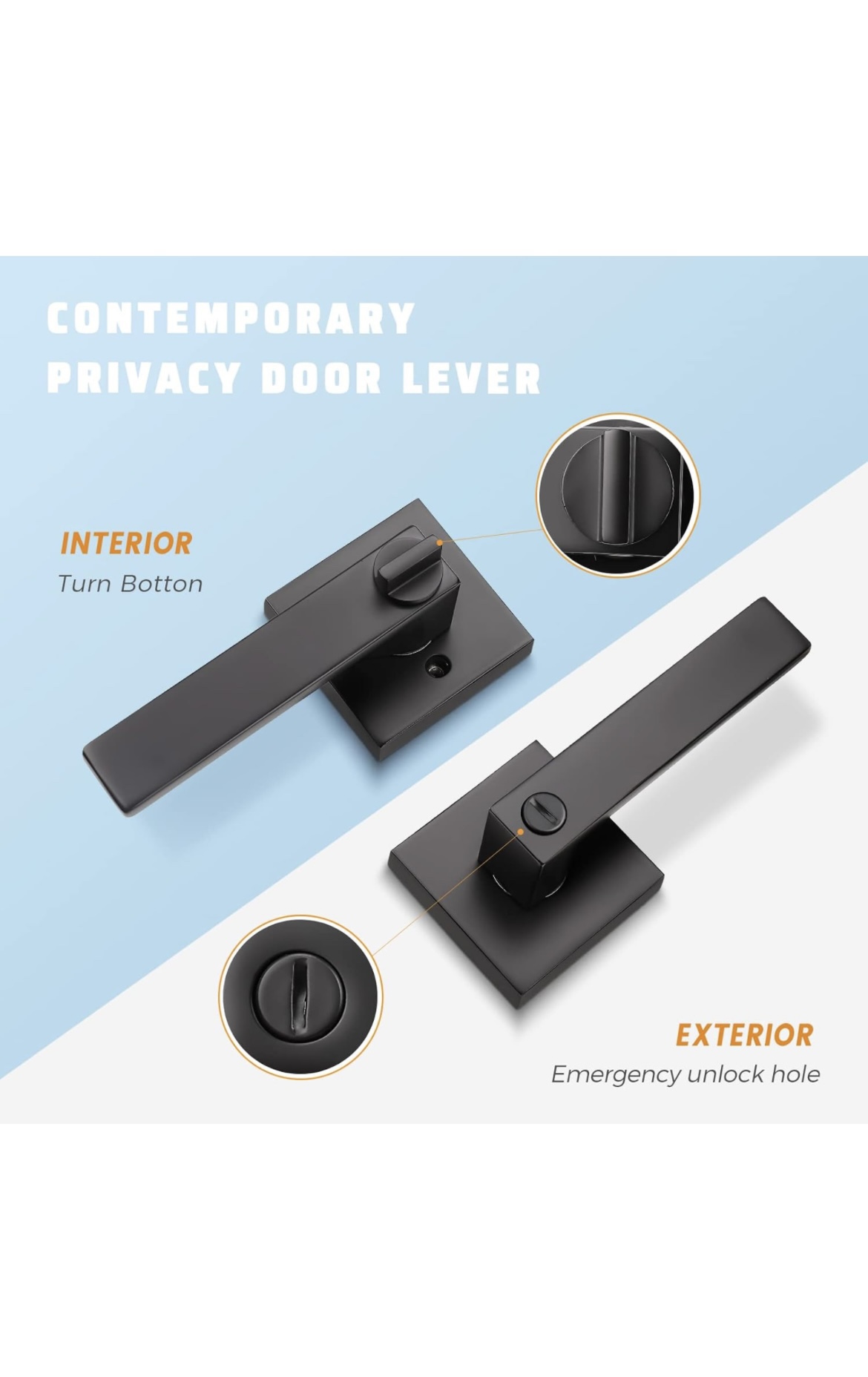 Knobwell Black Privacy Door Lever Handles pack of 6 - photo 2