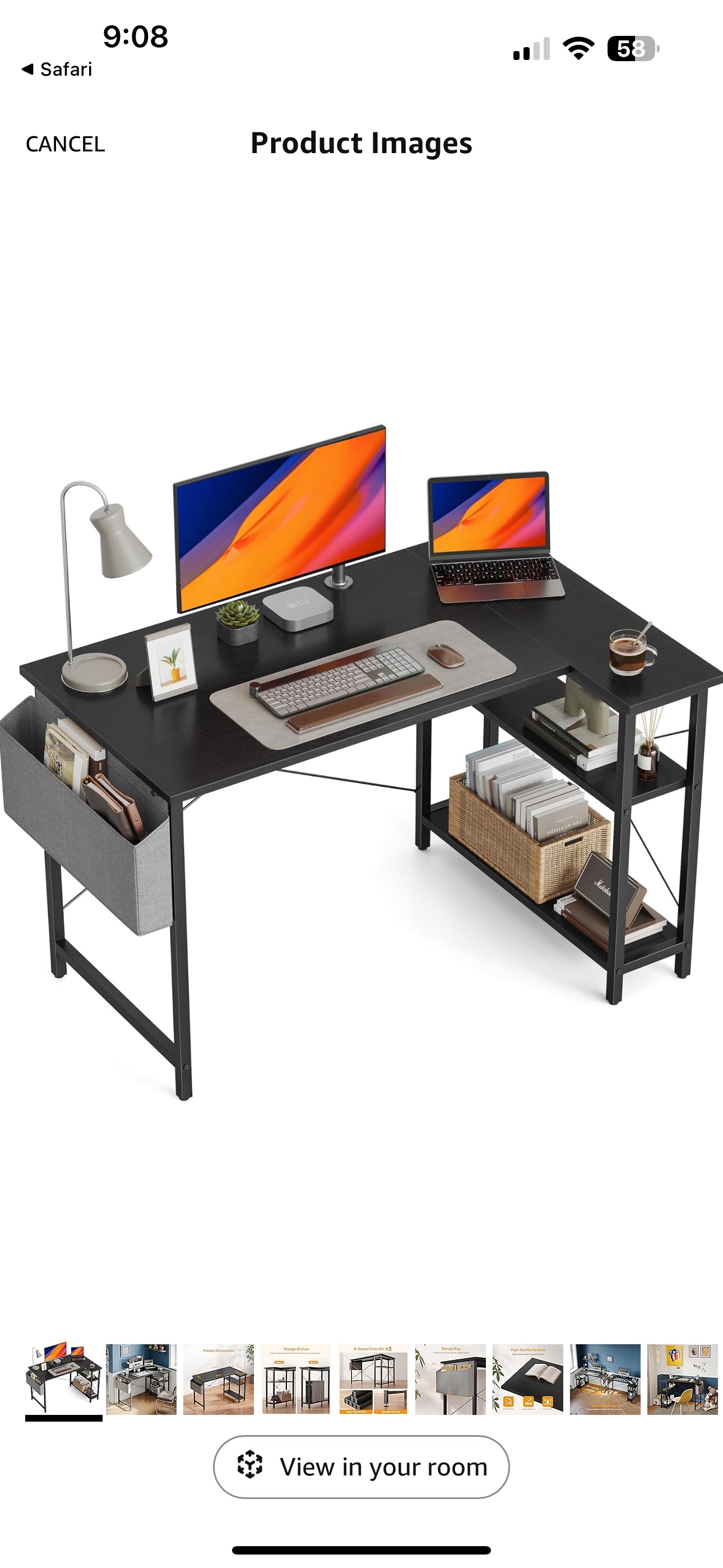 L Shaped work desk black