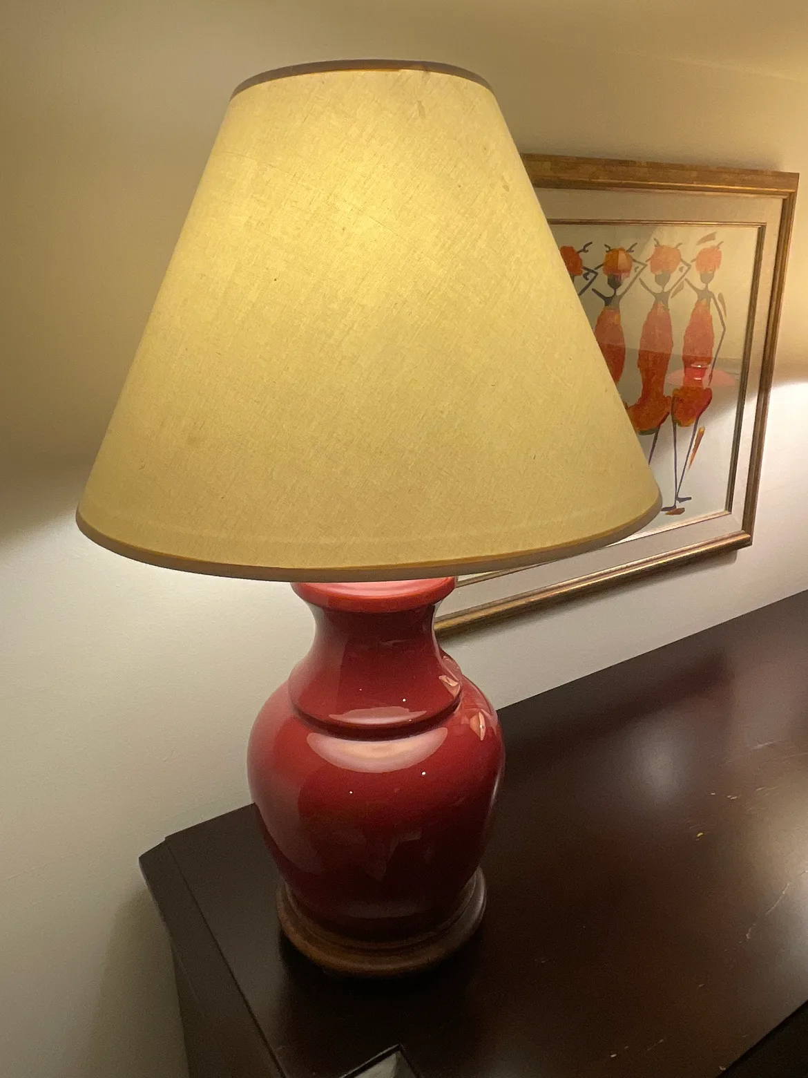 Pair of Red Ceramic Table Lamps image indicator(2)