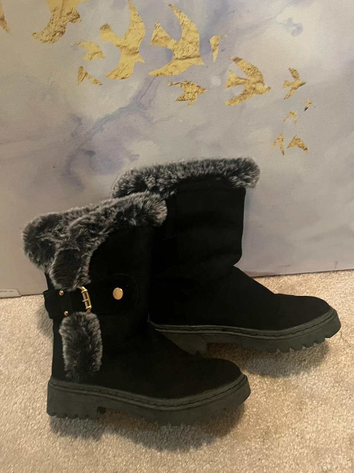 Womens Slip-On Soft Snow Boots, Sz 8, Black image indicator(3)