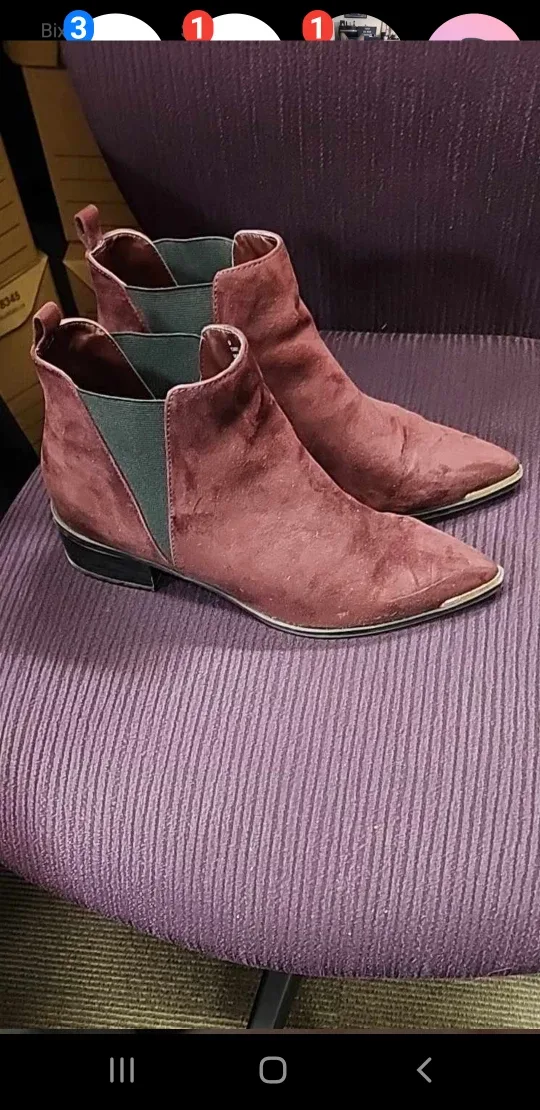 Burgundy Suede Ankle Boots image indicator(2)