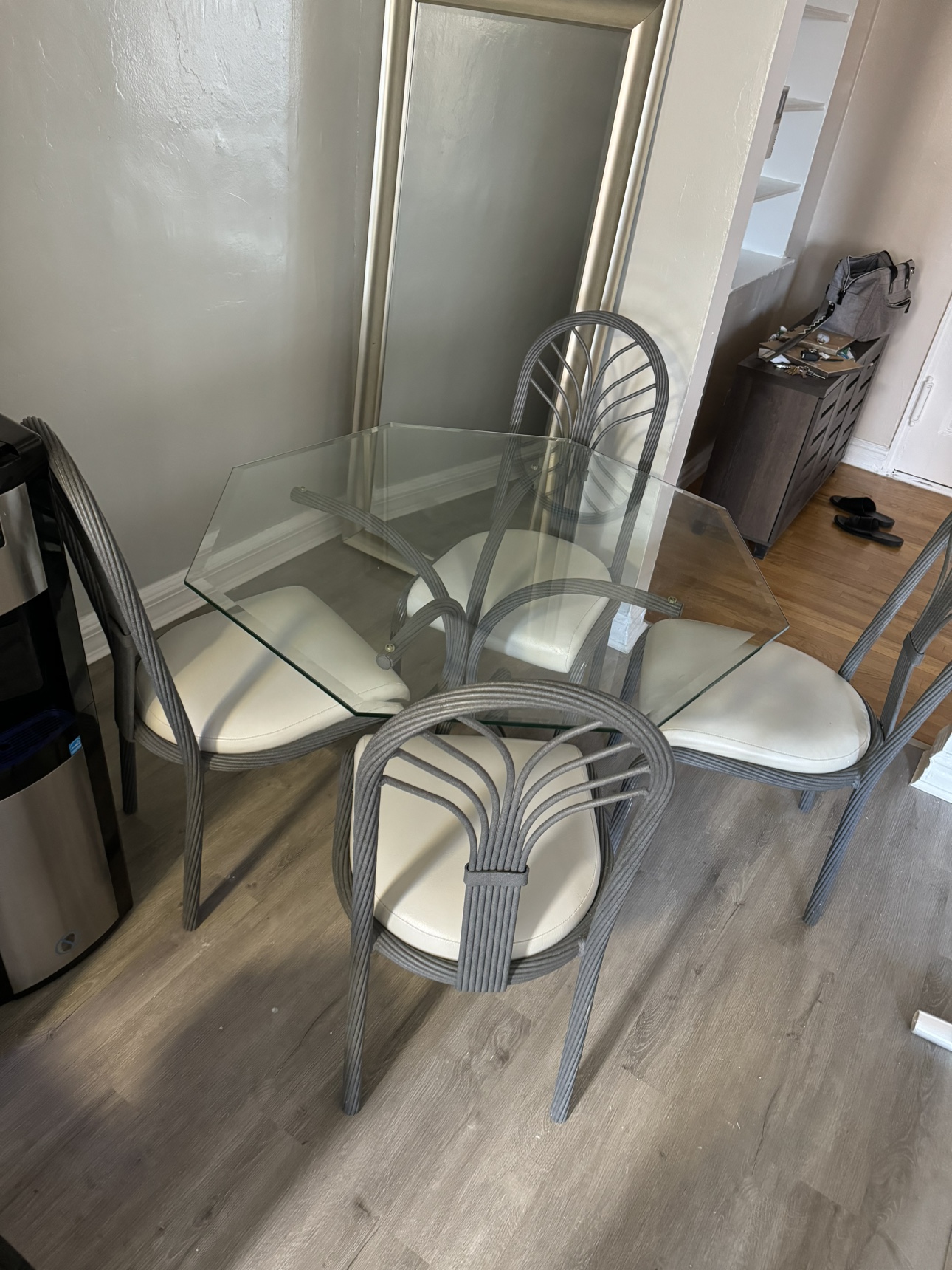 Glass Top Dining Table and Four Chairs