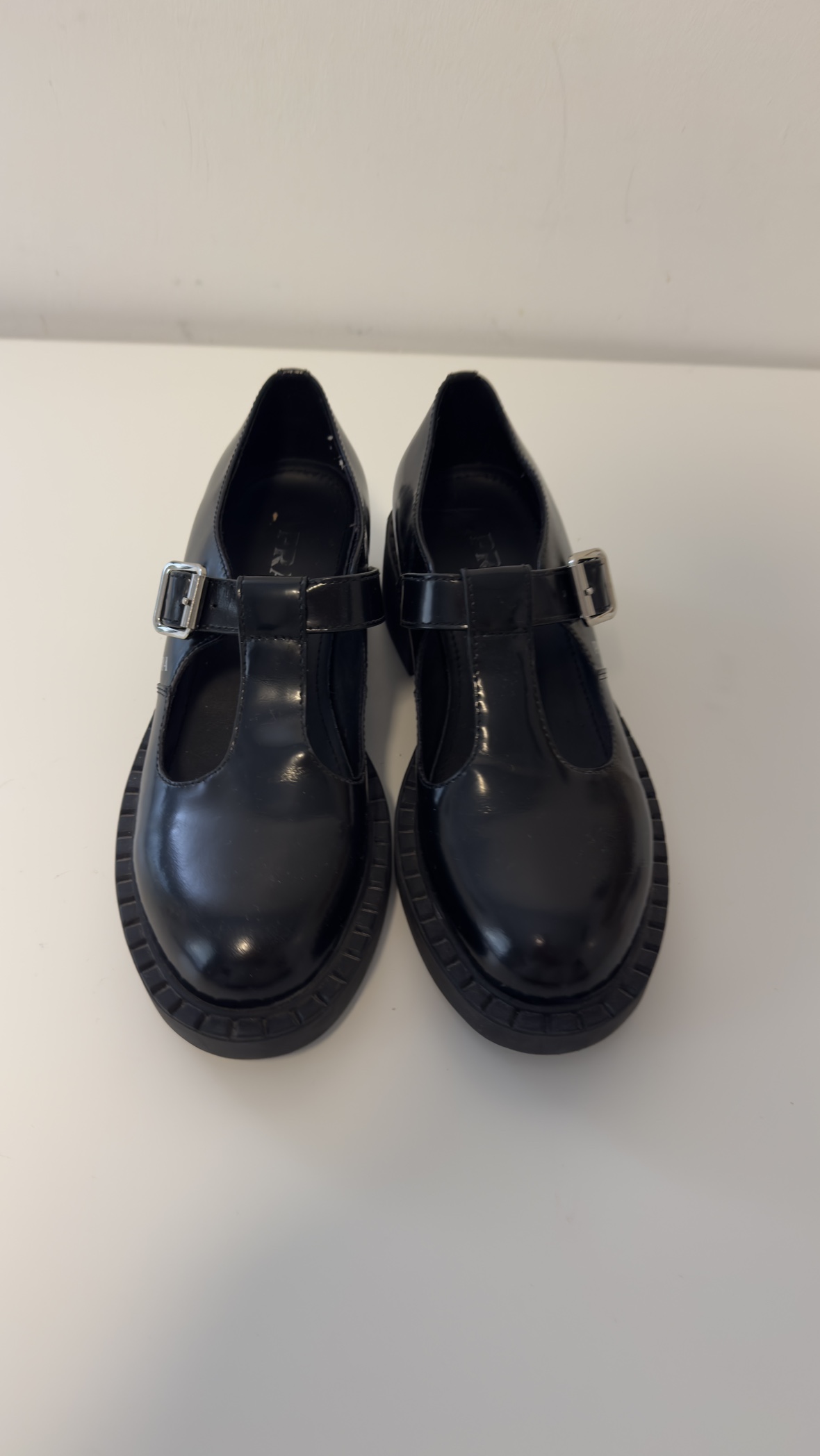 Prada Black Patent Leather T-Strap Shoes - photo 3