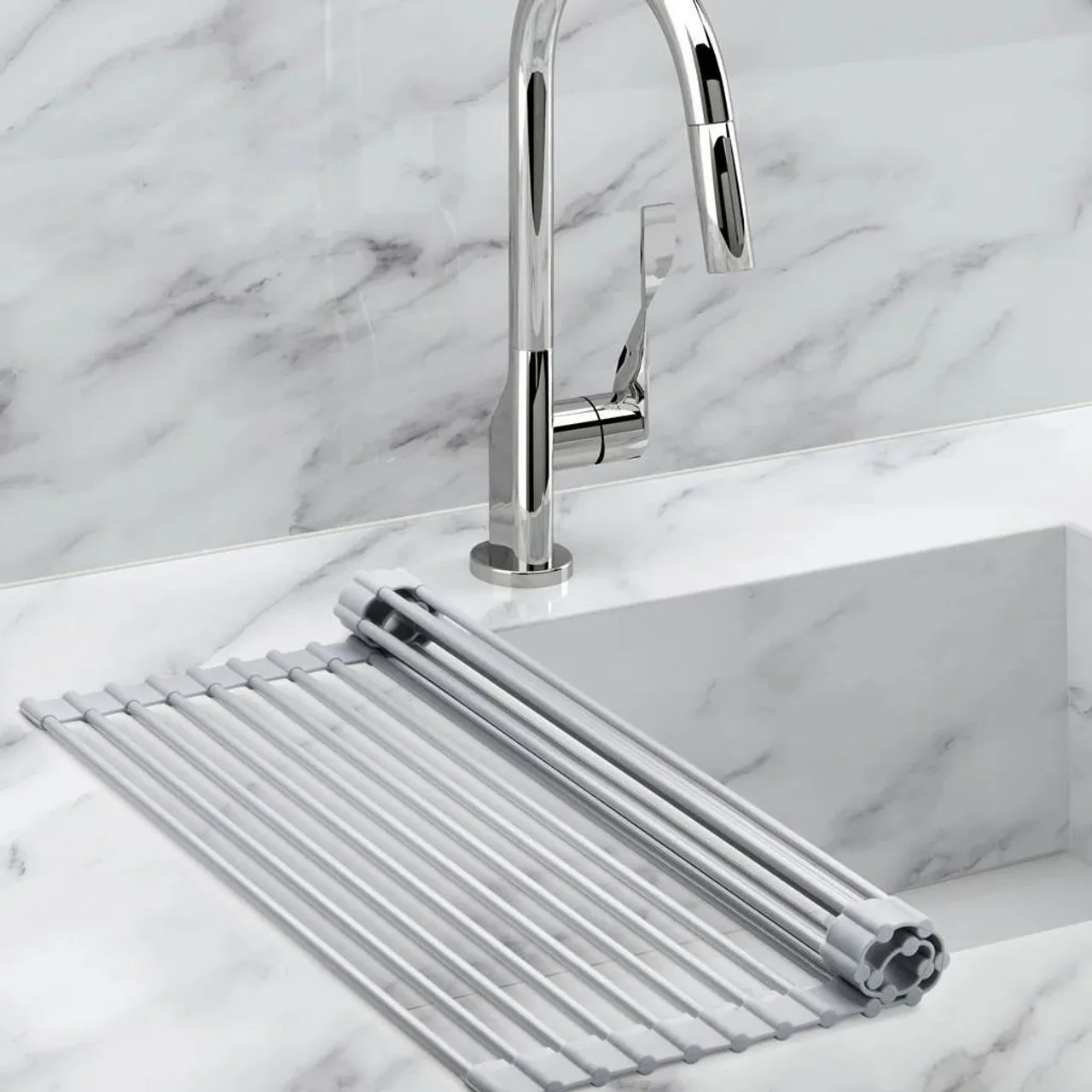 Over sink Roll up Dish Drying Rack & Strainer (Set of 2) image indicator(4)