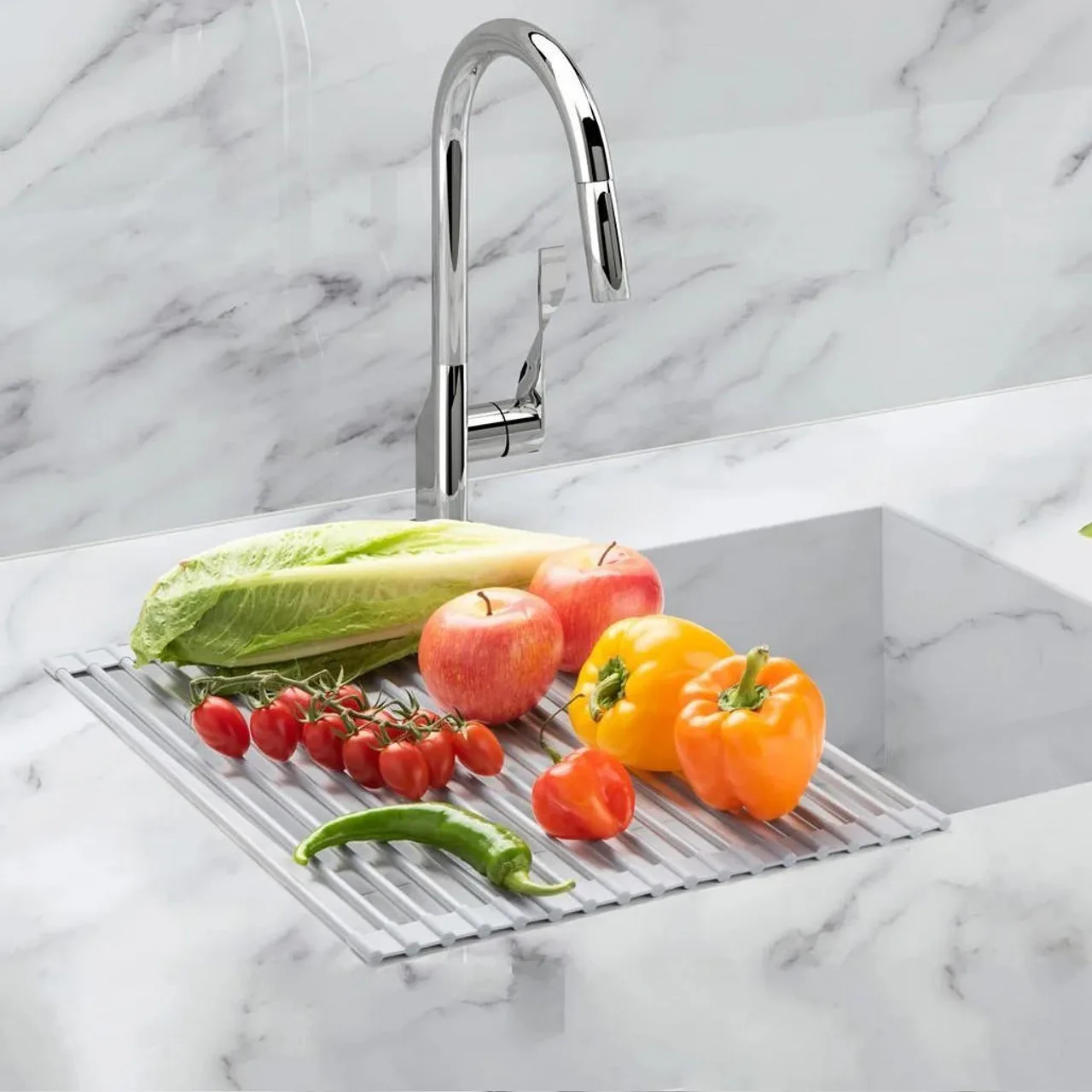 Over sink Roll up Dish Drying Rack & Strainer (Set of 2) image indicator(5)