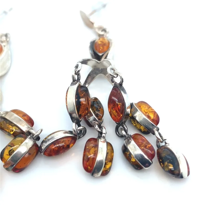 Amber chandelier Sterling Silver Earrings image indicator(8)