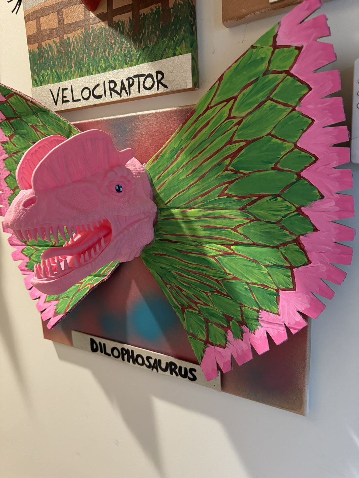 3D printed Dilophosaurus wall art