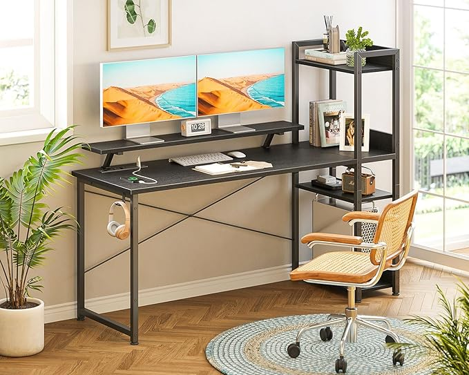 ODK Desk with Shelves & Monitor Stand