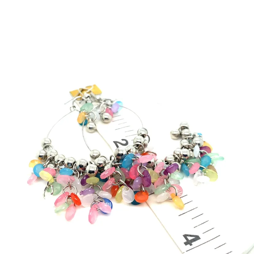 Multicoloured Beaded Hoop Earrings image indicator(2)