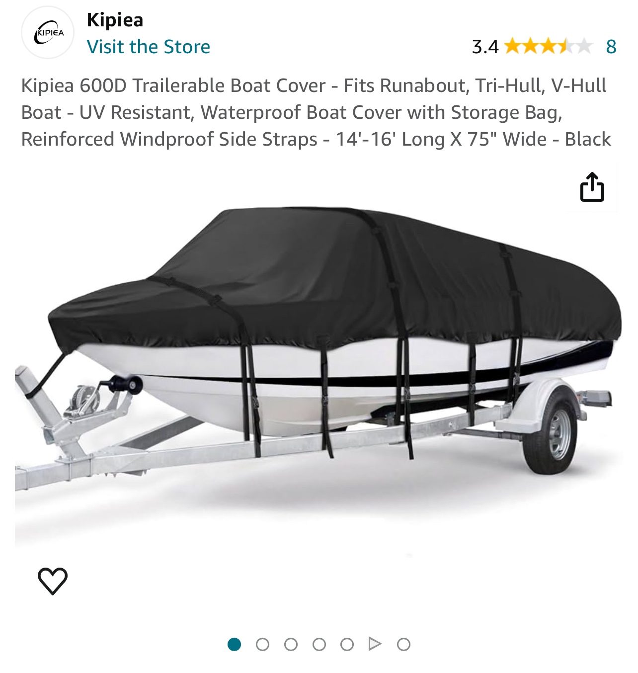 600D Trailerable Boat Cover <12'-14' Long x 75" Wide> ***New***