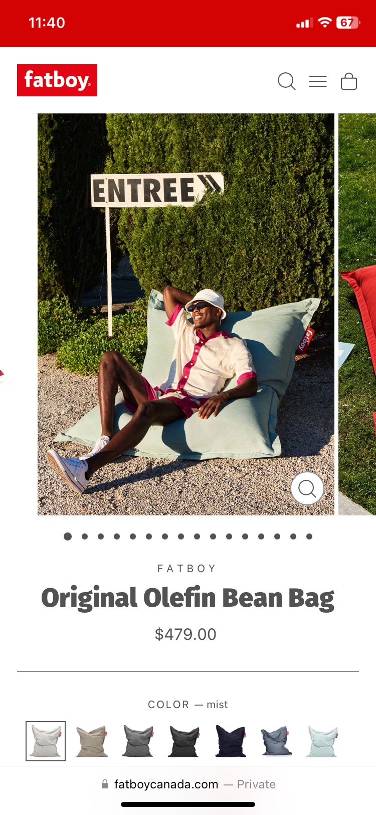 Fatboy Original Olefin Bean Bag - Outdoor - photo 2