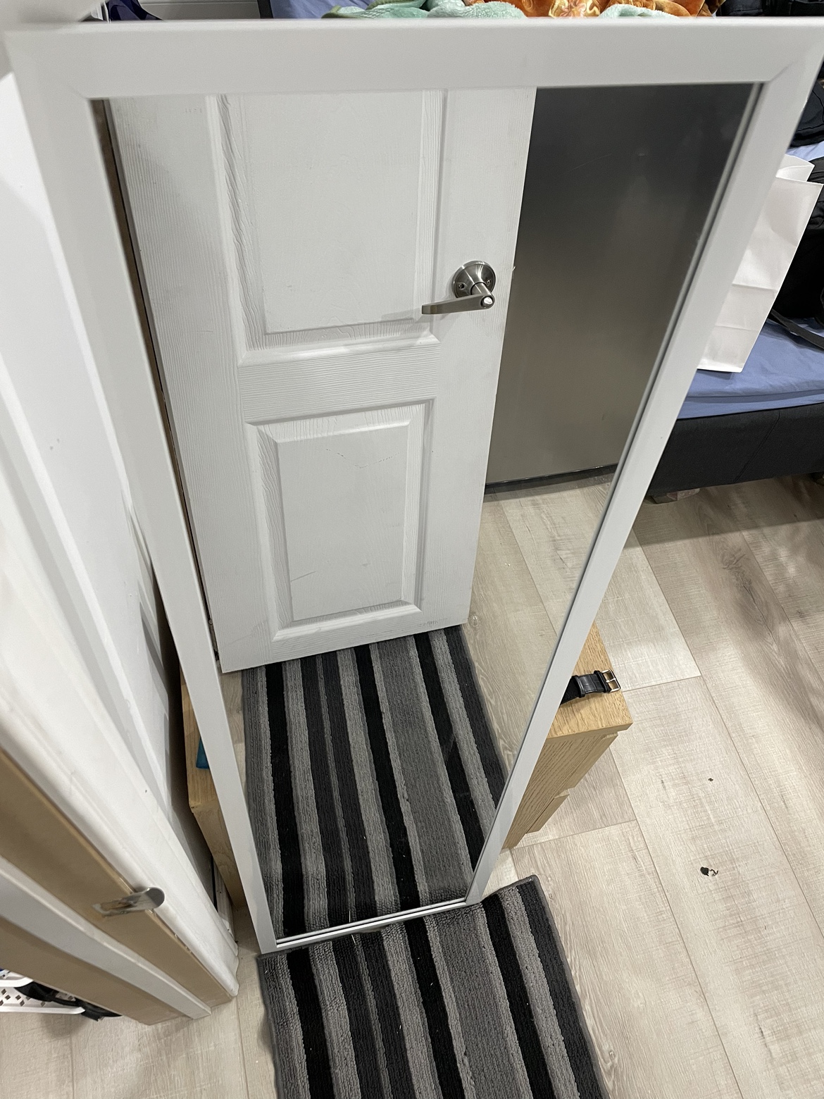 Full-Length White Framed Mirror
