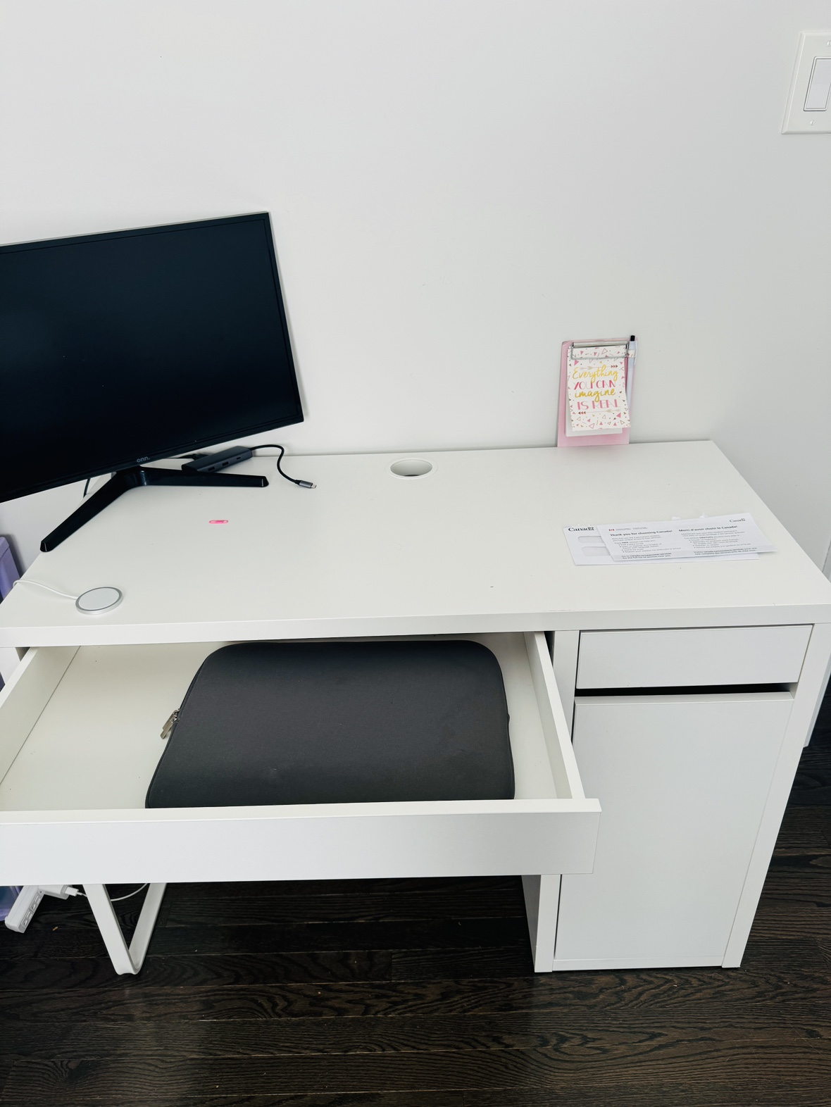 White IKEA study Desk