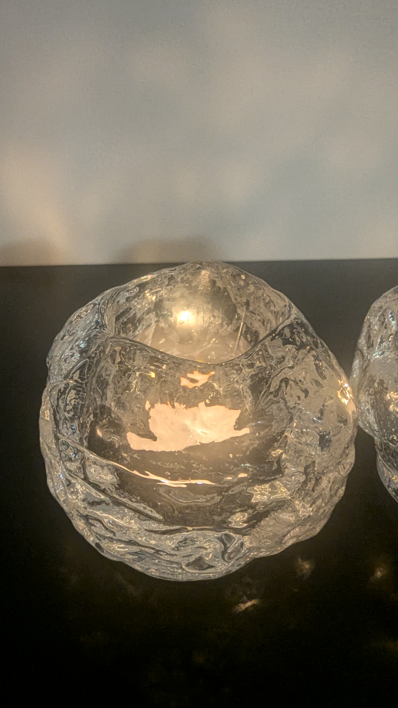 Kosta Boda Snow Ball Crystal Votive Candle Holder Pair - photo 4