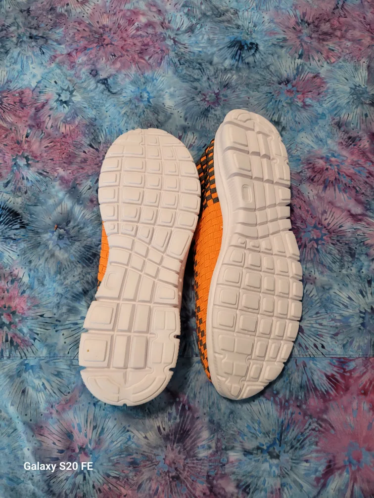 #FreecycleOrange and Black Woven Slip On Sneakers image indicator(3)