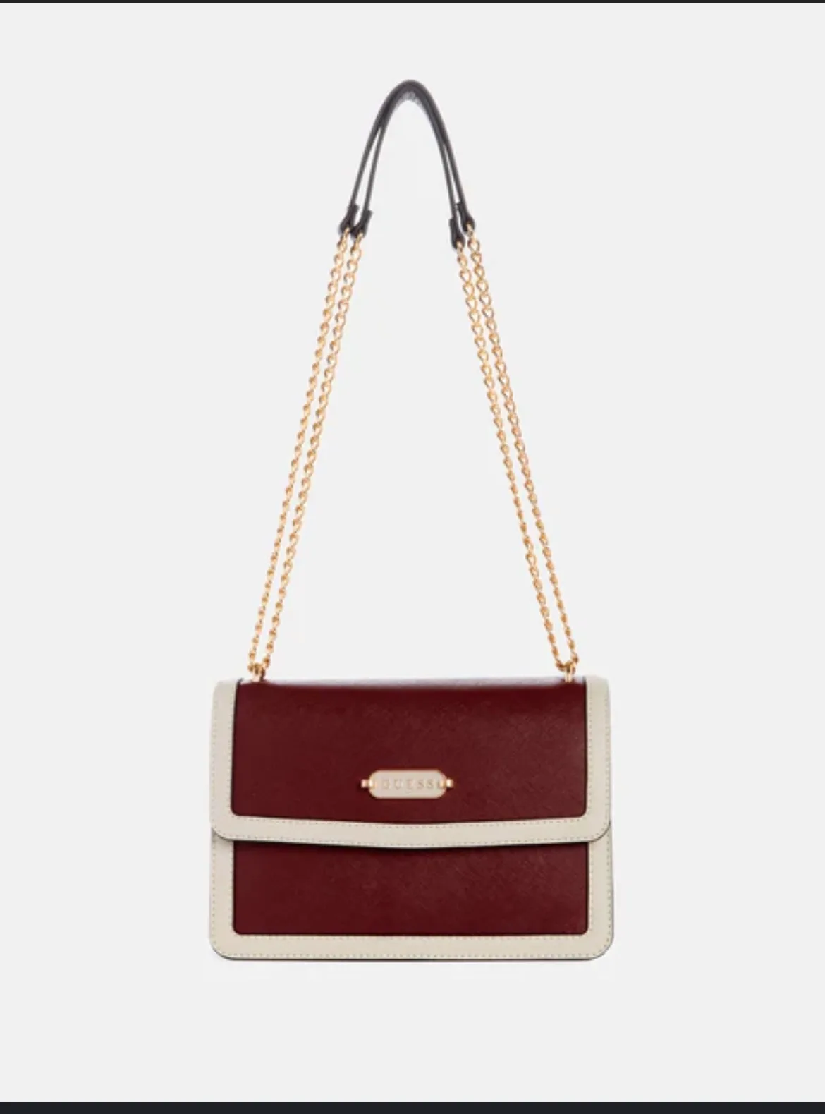 Guess Burgundy and Cream Chain Bag image indicator(5)