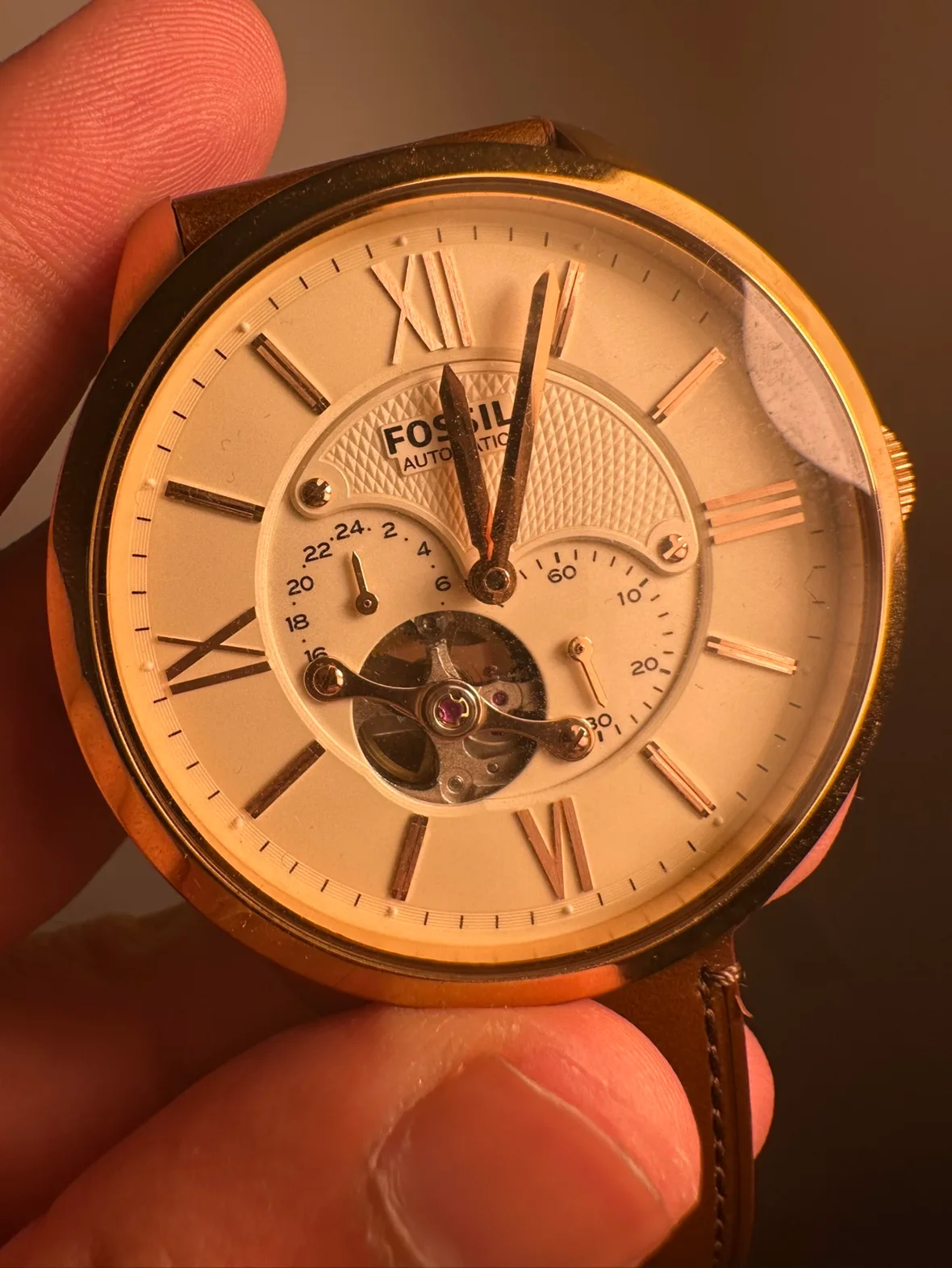 Fossil Townsman Open Heart Automatic Watch - rose gold image indicator(3)