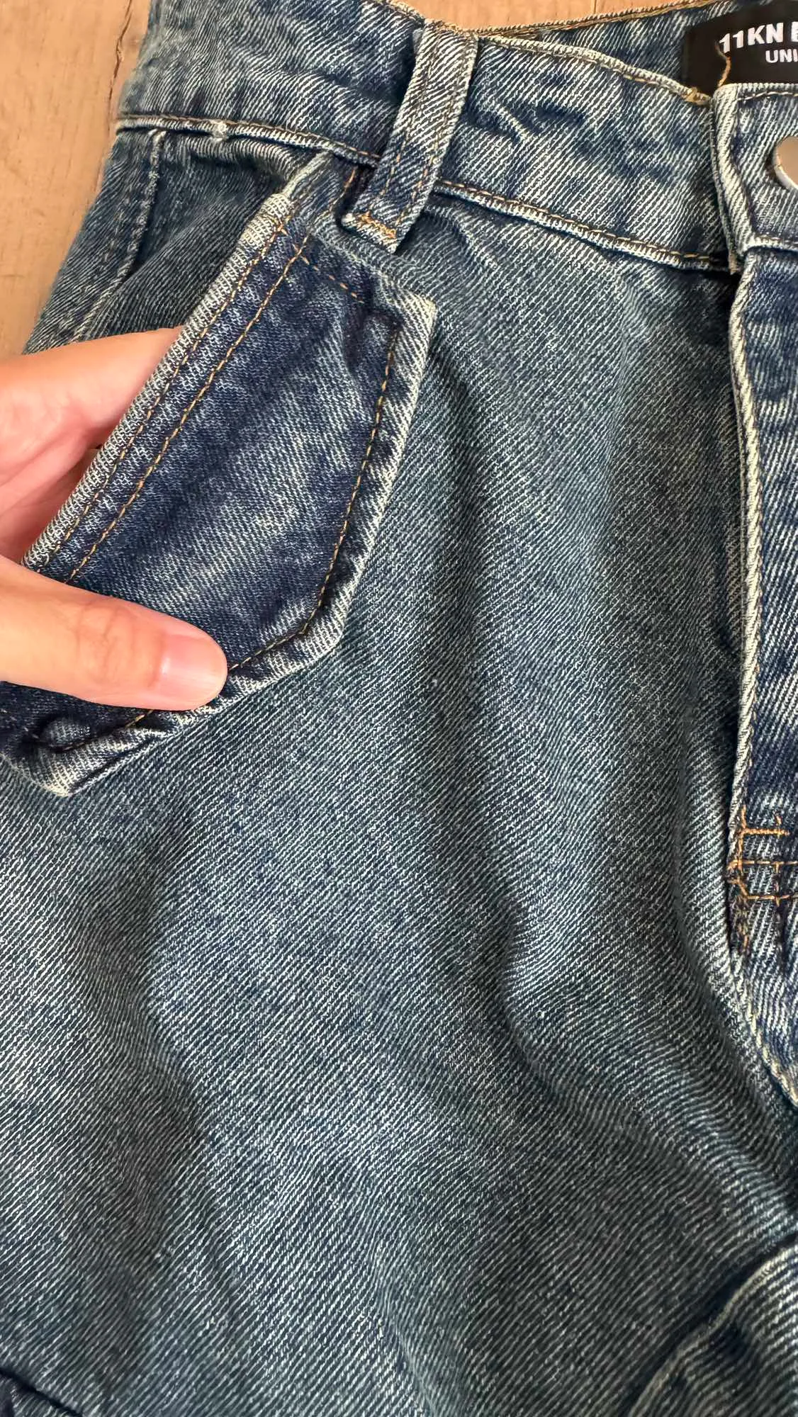 New! Denim pockets straight-leg jeans image indicator(8)