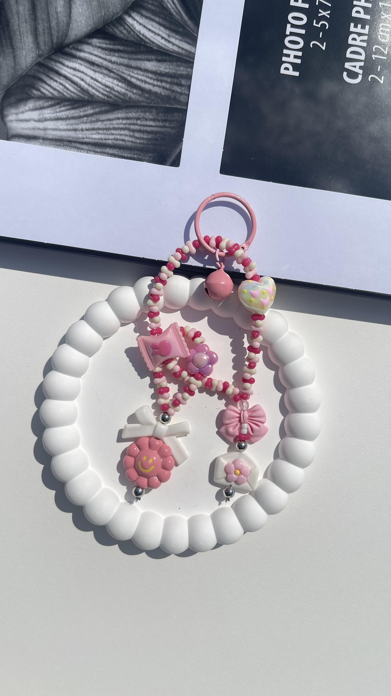 Pink Beaded Keychain