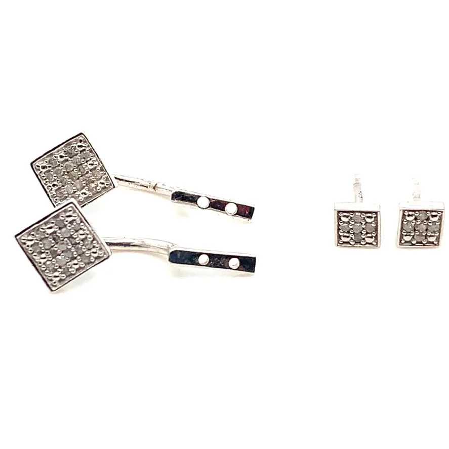 Silver 925 double square 2-way Earrings image indicator(3)