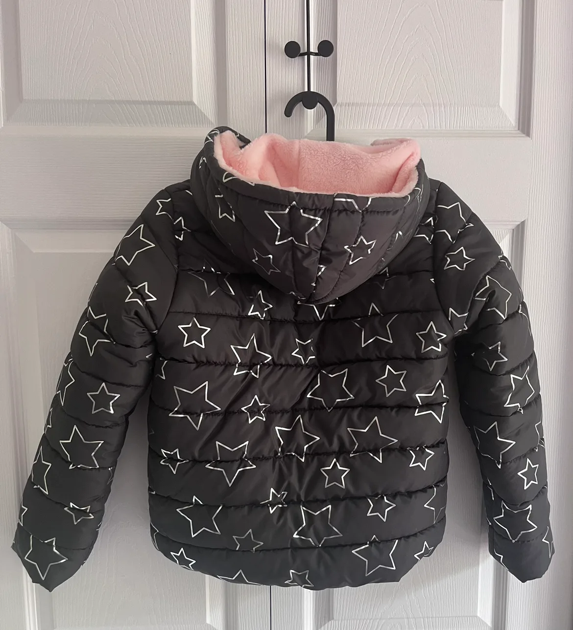 Girls' Black Puffer Jacket with Pink Lining image indicator(2)