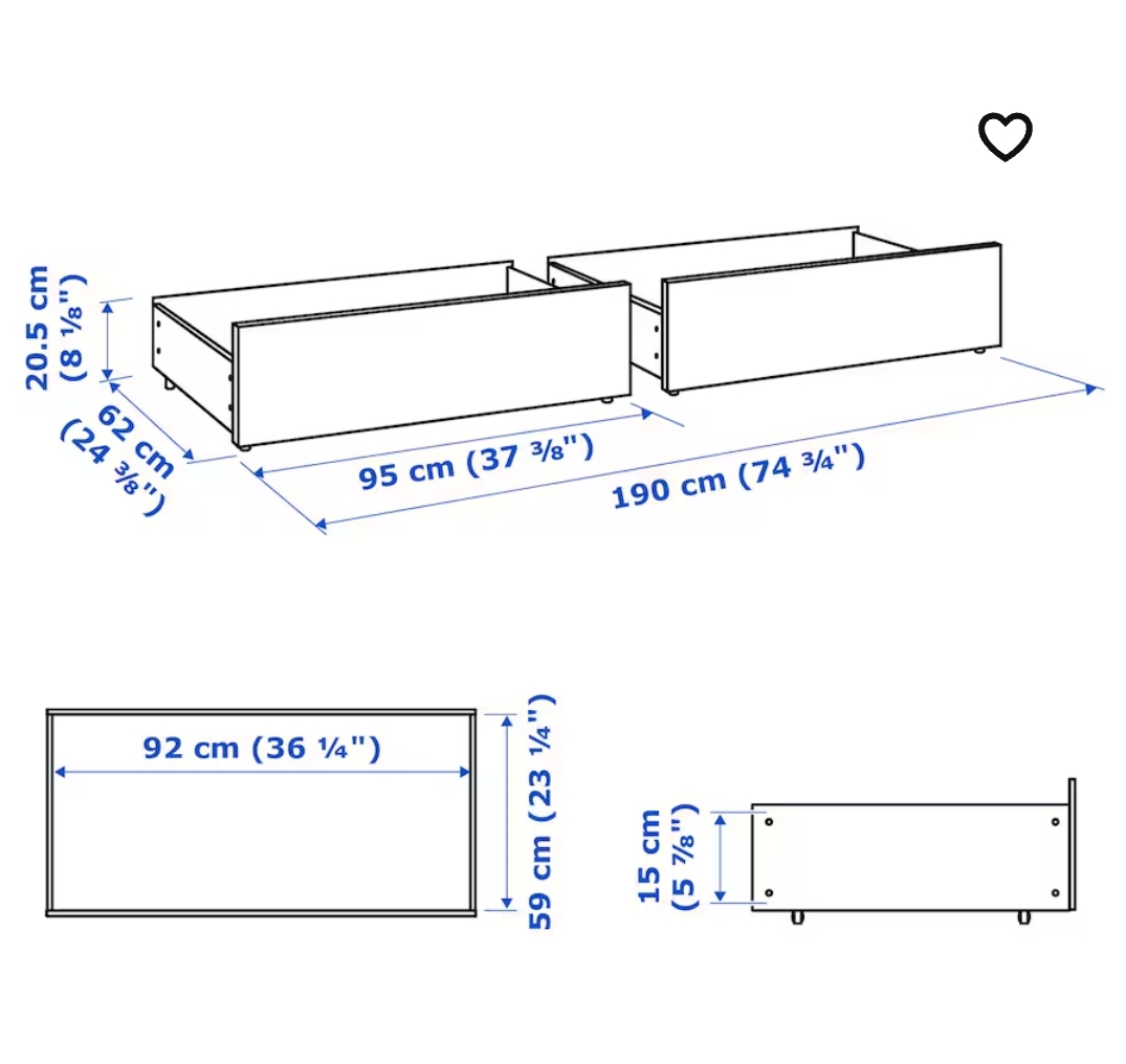 4 x IKEA MALM Underbed Storage Drawers - photo 3
