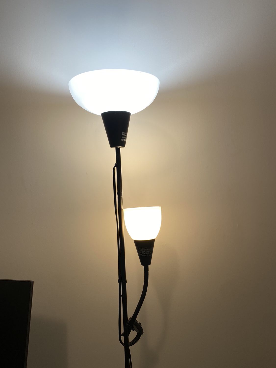 IKEA Black Floor Lamp with Two Lights