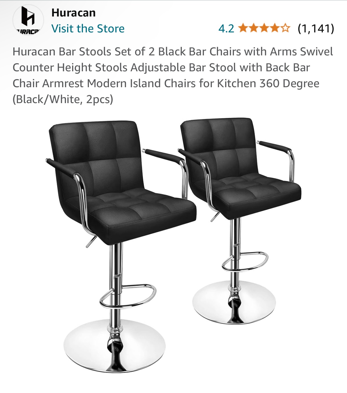 Black Swivel Bar Stools Set of 2