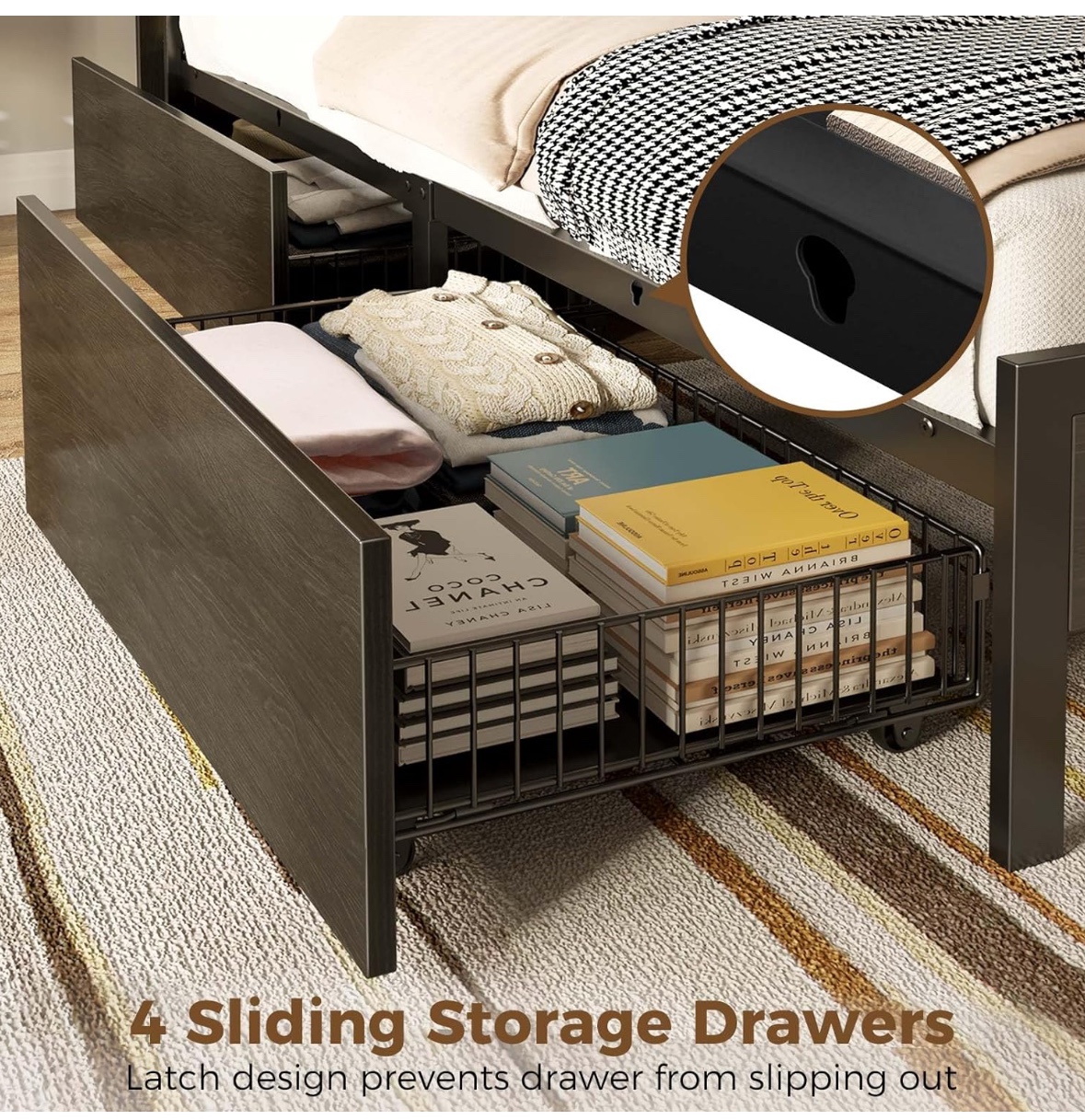 Queen Size Bed Frame with Headboard and Storage Drawers - photo 4