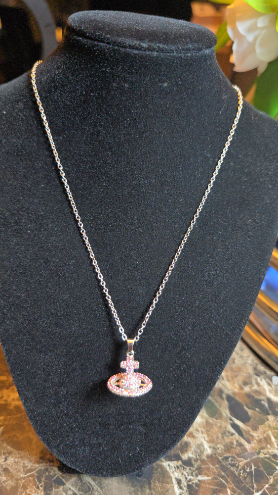 Pink and silver Orbit Necklace - photo 2