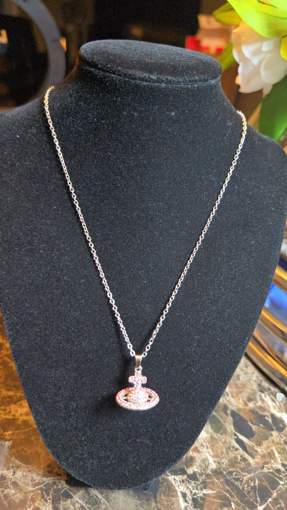 Pink and silver Orbit Necklace - photo 3