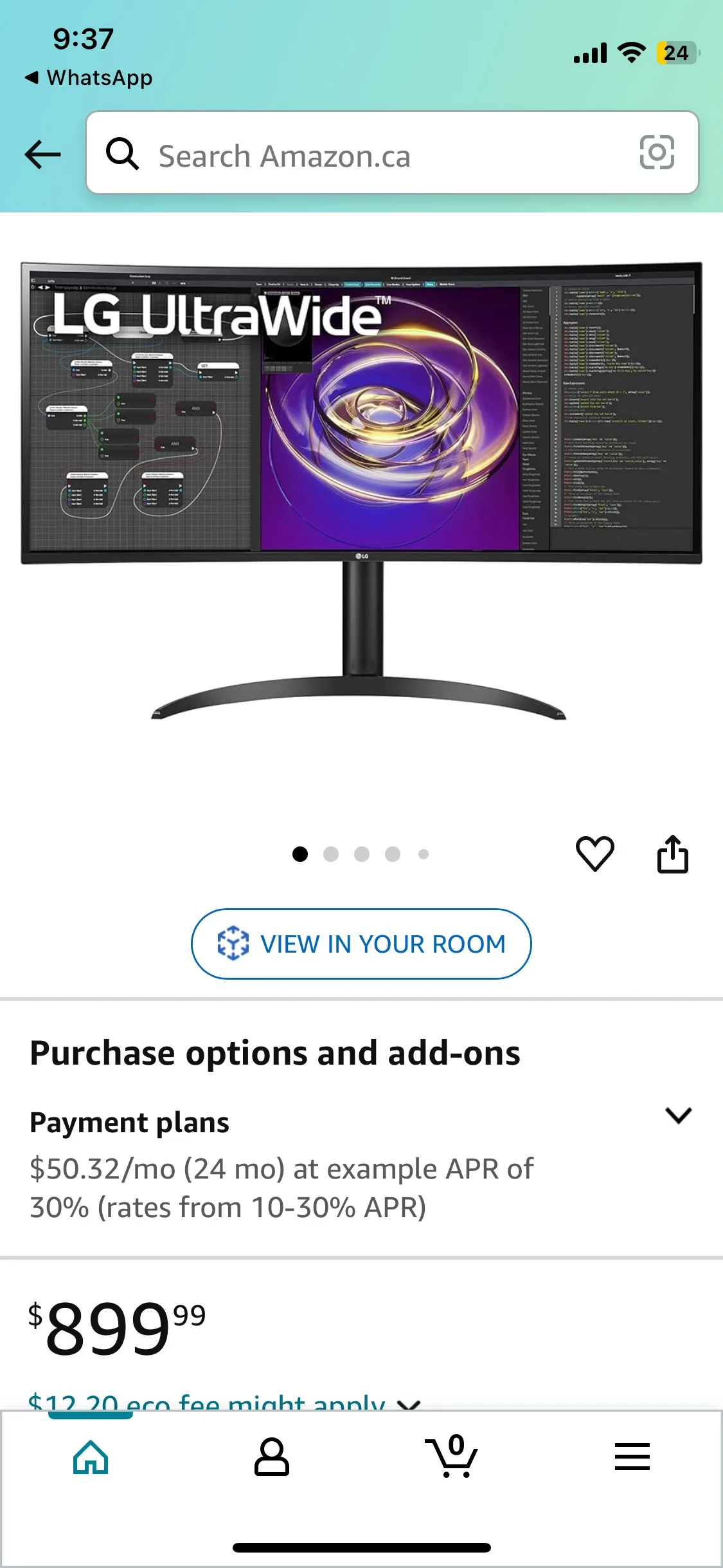 Broken LG 34" UltraWide Curved Monitor for parts thumbnail