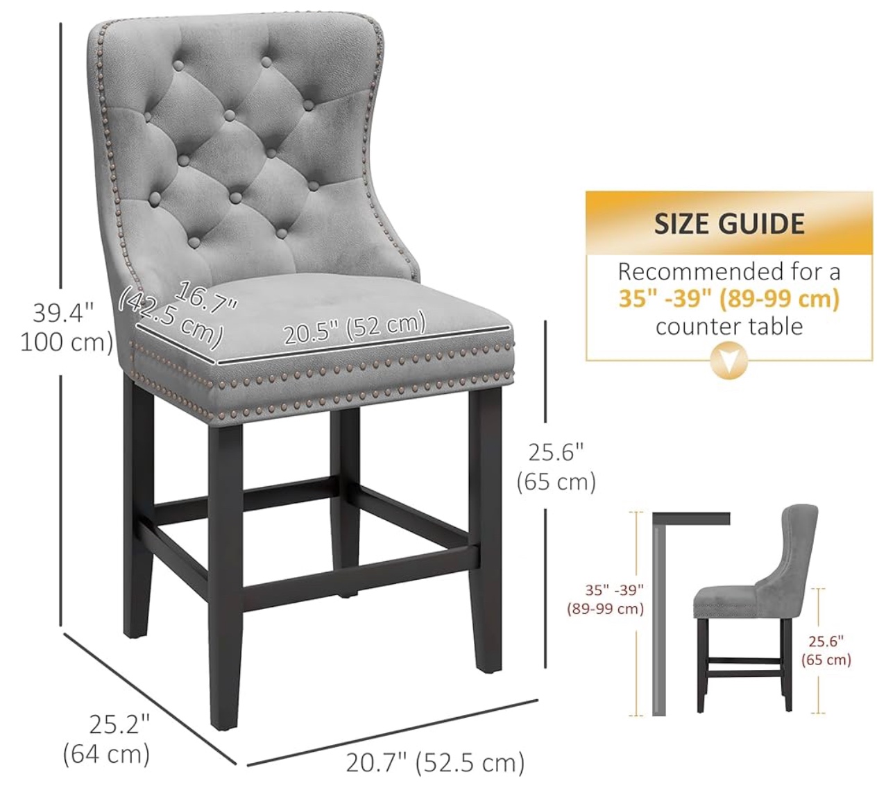 Grey velvet bar stool set of 4 - photo 3