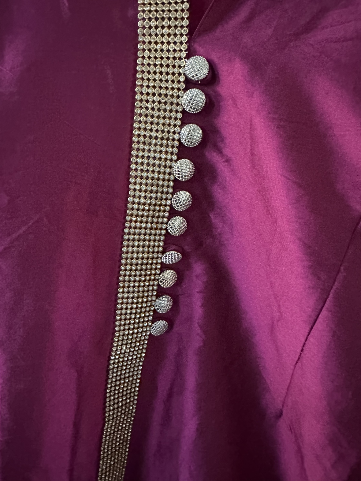 Burgundy satin kurta