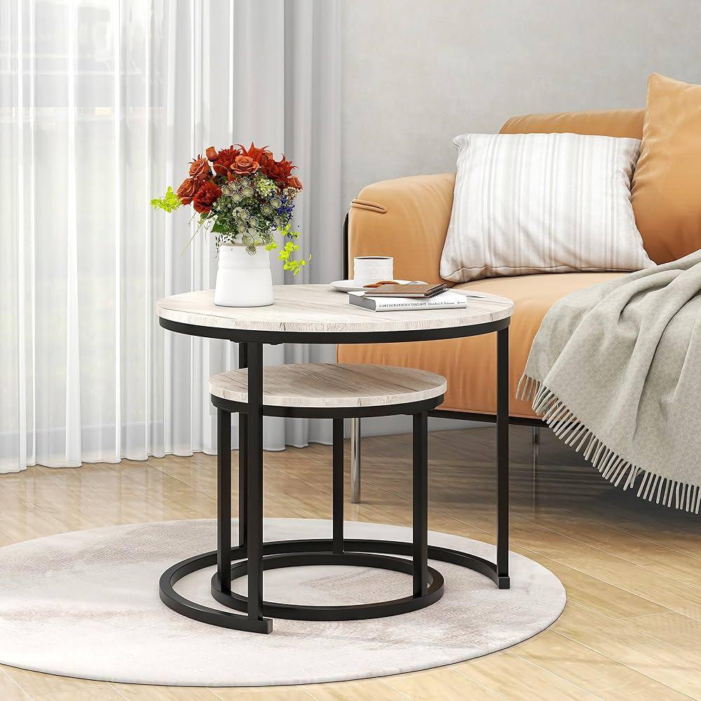 Set of 2 Round Nesting Coffee Tables - photo 3