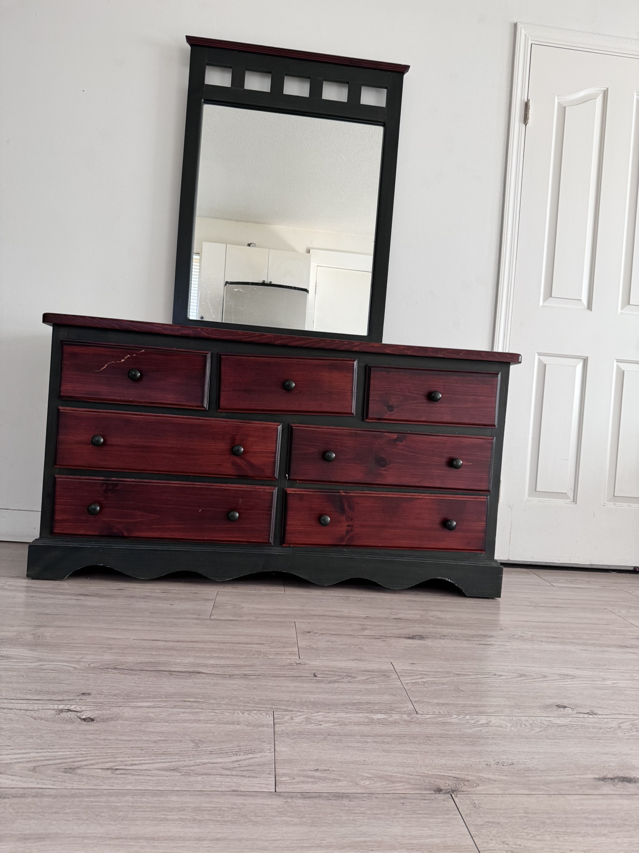 Wood Dresser with Mirror